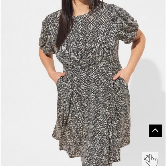 TORRID black print Mini Super Soft Balloon Sleeve Aline Dress - Picture 1 of 7
